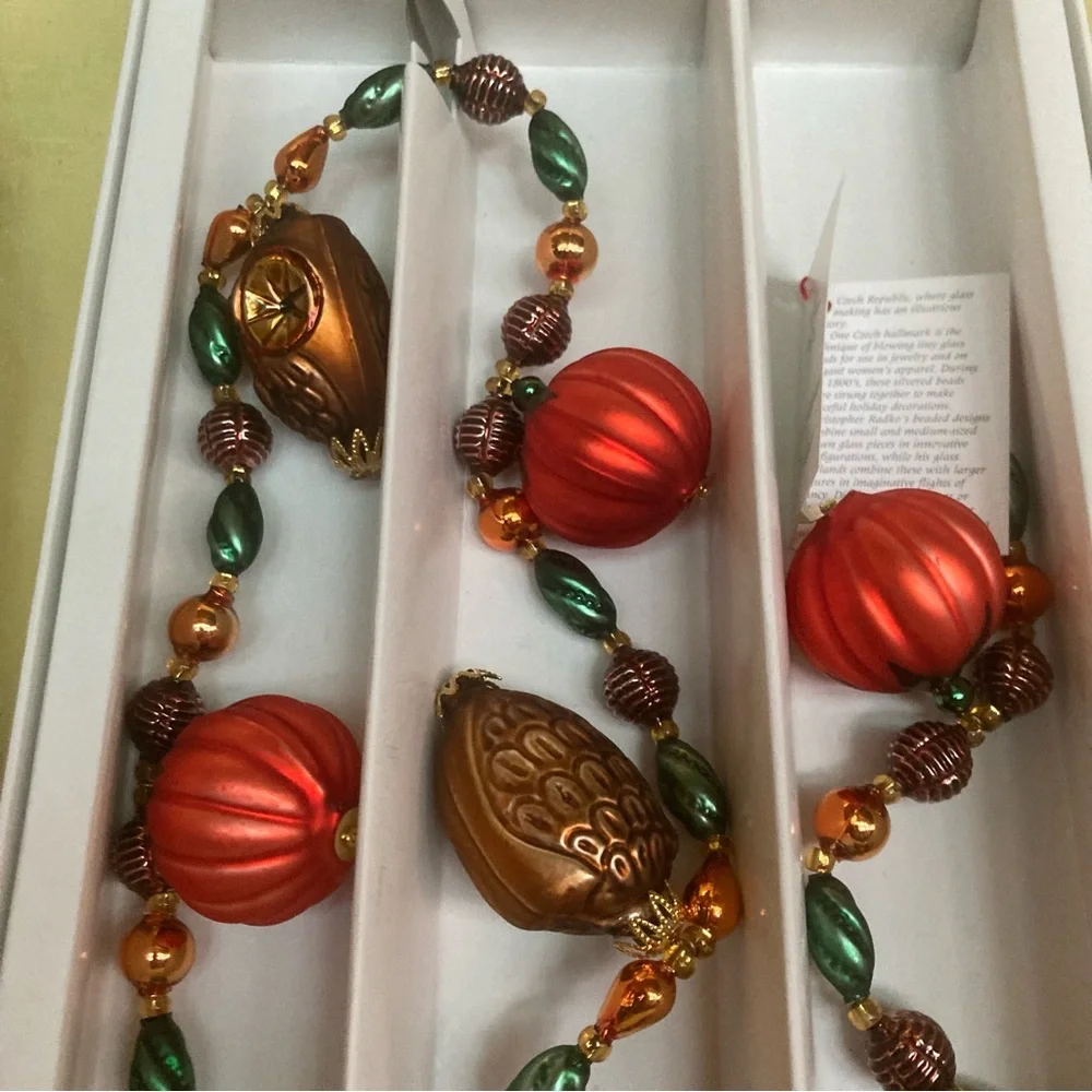Christopher Radko harvest hoot mercury glass garland 2001 rare New old stock